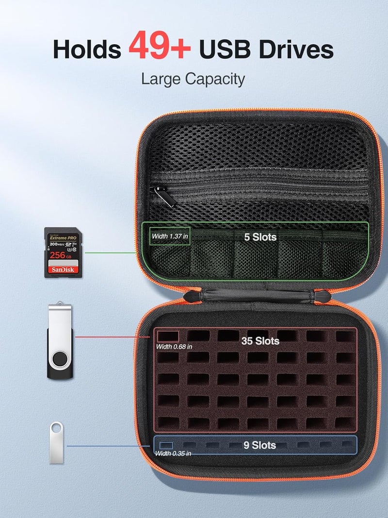 Luxtude Flash Drive Case with Labels, USB Storage Case, 49 Slots Thumb Drive Cases, USB Organizer Cases for Samsung,for Sandisk, Memory Stick, Medium - Image 2